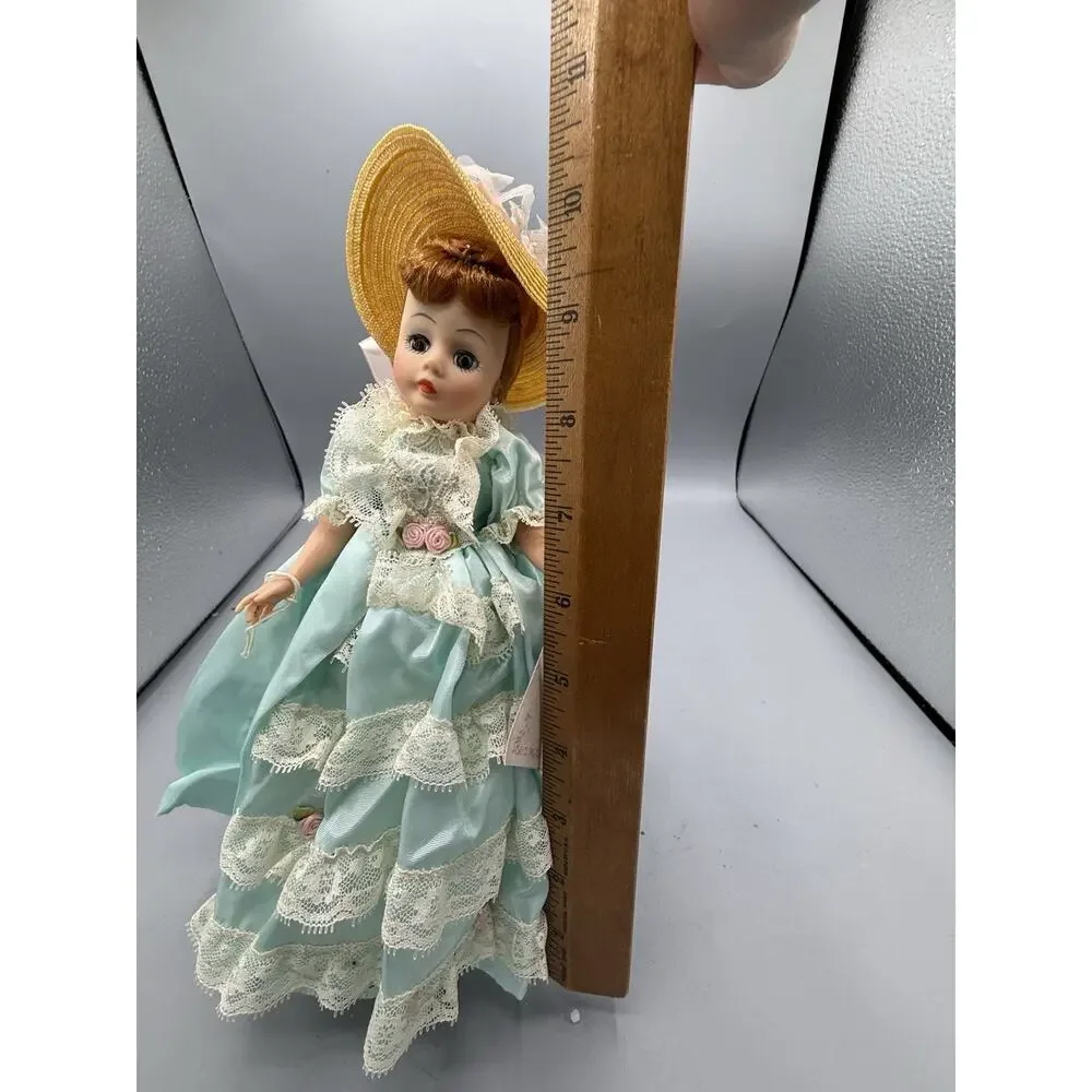 Vintage Madame Alexander “Gigi” Doll Aqua Lace Dress Yellow Hat Tagged